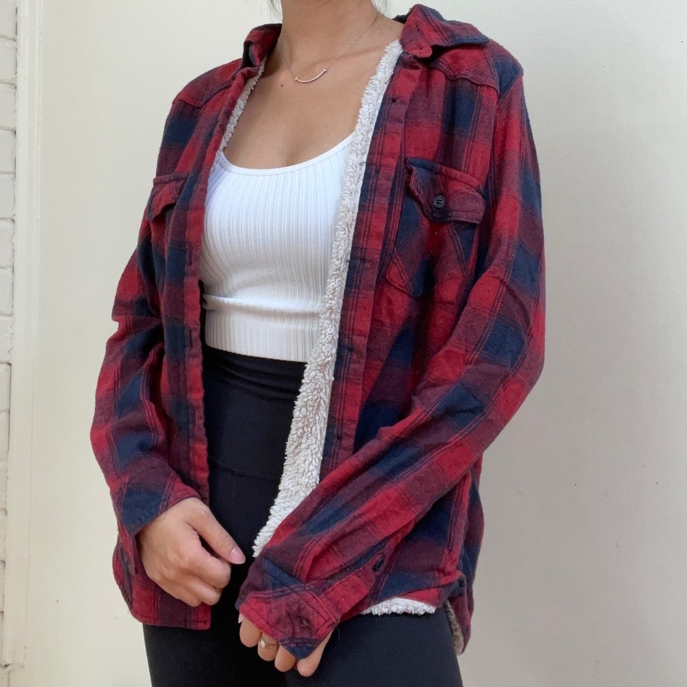 Vintage Sherpa lined flannel jacket